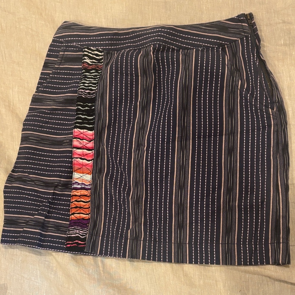 Free People Black and Pink Striped Mini Skirt